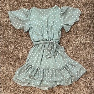 Polka Dot Teal Flowy Dress